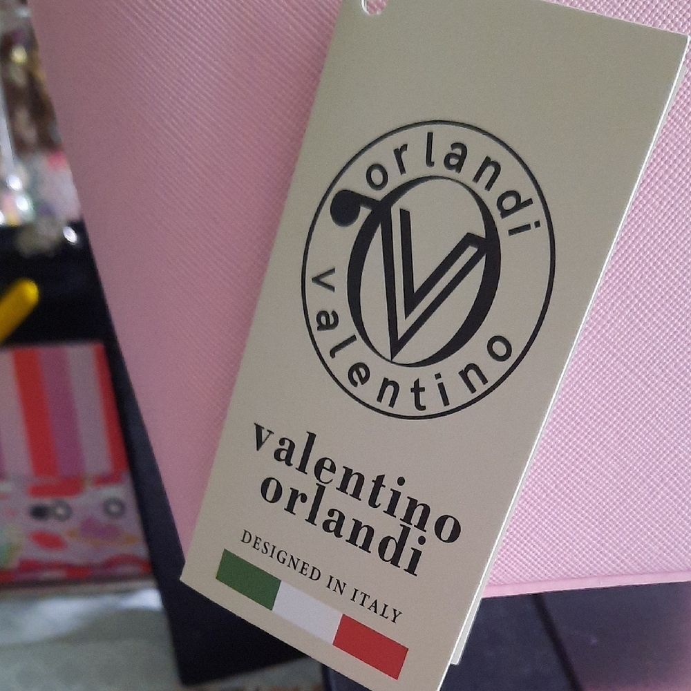 Valentino Orlandi Pink Tote with Matching Wristlet and Gold Accents - Picture 6 of 6